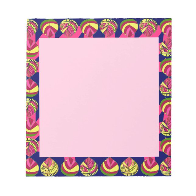 Fish Head Leaves Yellow Magenta Green Notepad (Front)