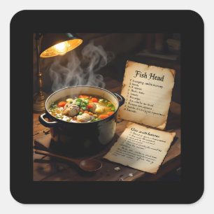 Fish head soup caribbean square sticker