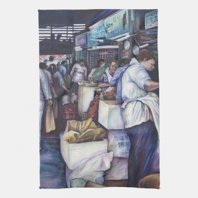 Fish Head Soup, Singapore Tea Towel (Vertical)