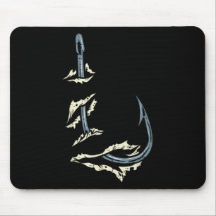 Fish Hook Cool Fishing Fisher Fisherman Angler Men Mouse Mat