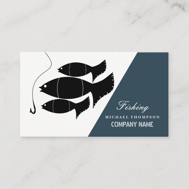 Fish & Hook, Fisherman, Fishing and Tackle Store Business Card (Front)