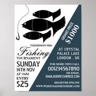 Fish & Hook, Fishing Tournament Event Advertising Poster