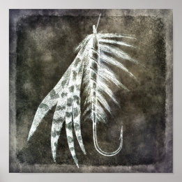 Fish Hook - Fly Fishing Angling Fish Lure Brown Poster