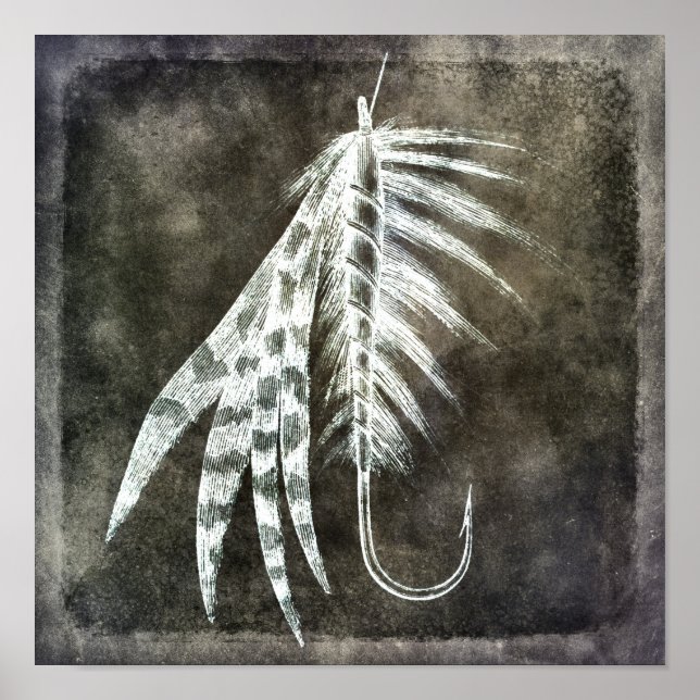 Fish Hook - Fly Fishing Angling Fish Lure Brown Poster (Front)