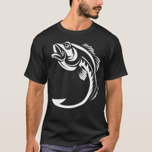 Fish Hook Minimal Art Bass Fishing Lover Fisherman T-Shirt