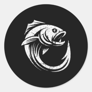 Fish Hook Minimal Artwork Angler's Simple Line Fis Classic Round Sticker