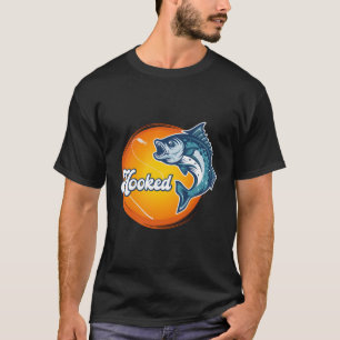 Fish Hooked Hook Fishing Fisher Bass Salmon Rod Li T-Shirt