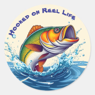 Fish-Hooked on Reel Life Classic Round Sticker