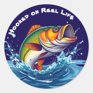 Fish-Hooked on Reel Life Classic Round Sticker