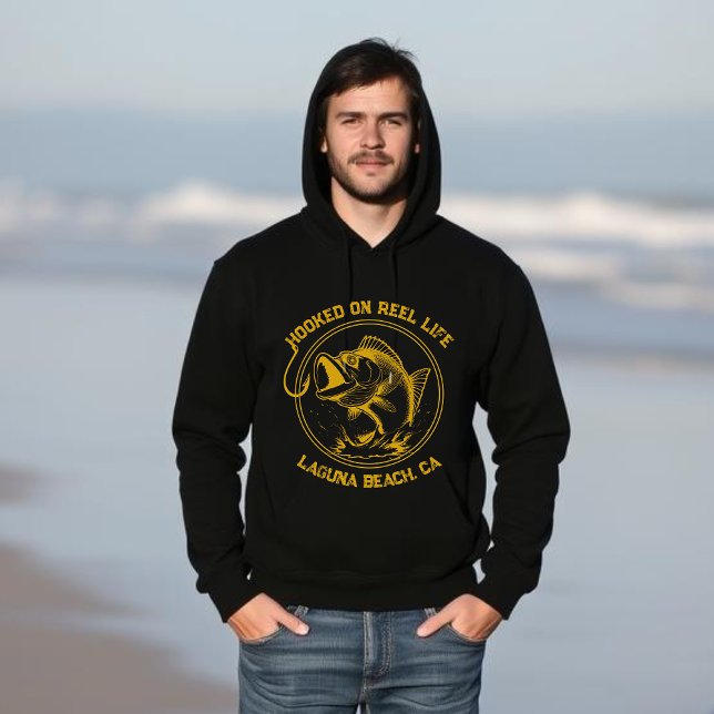 Fish-Hooked on Reel Life Hoodie (Fish Hooked on Reel Life Black and Gold Hoodie)