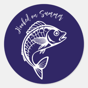 Fish-Hooked on Summer Classic Round Sticker