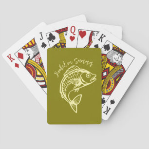 Fish-Hooked on Summer-Olive Playing Cards