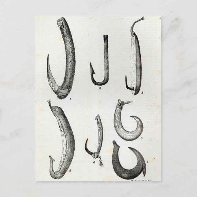 Fish-hooks of Prehistoric and Uncivilised Postcard (Front)