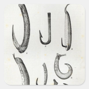 Fish-hooks of Prehistoric and Uncivilised Square Sticker