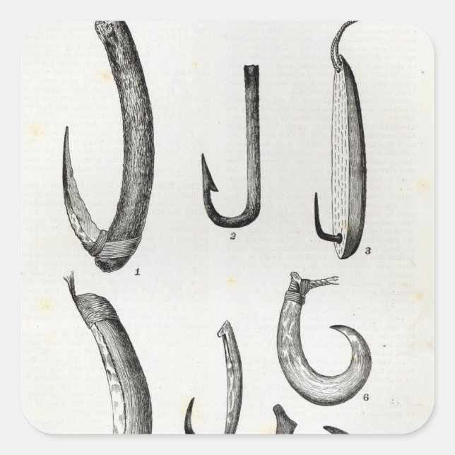 Fish-hooks of Prehistoric and Uncivilised Square Sticker (Front)