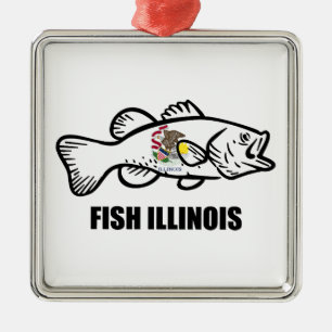 Fish Illinois Bass Metal Tree Decoration