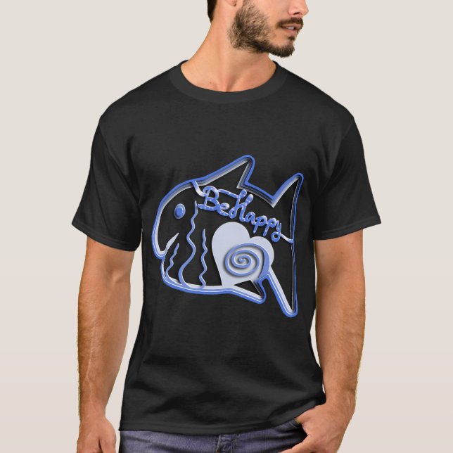 Fish Illustration blue T-Shirt (Front)