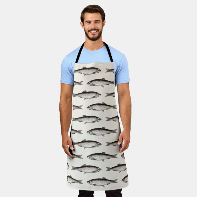 Fish Illustration Pattern Apron (Worn)