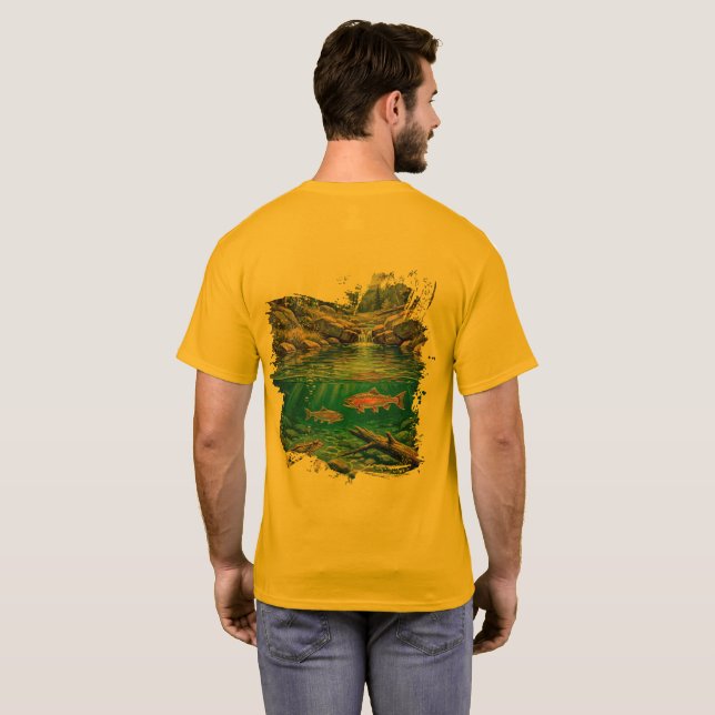Fish in a Forest Stream Natur T-Shirt (Back Full)