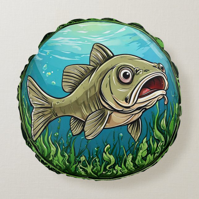Fish in an Underwater Scene Round Cushion (Front)