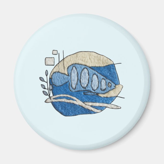 Fish in embroidery design magnet (Front)