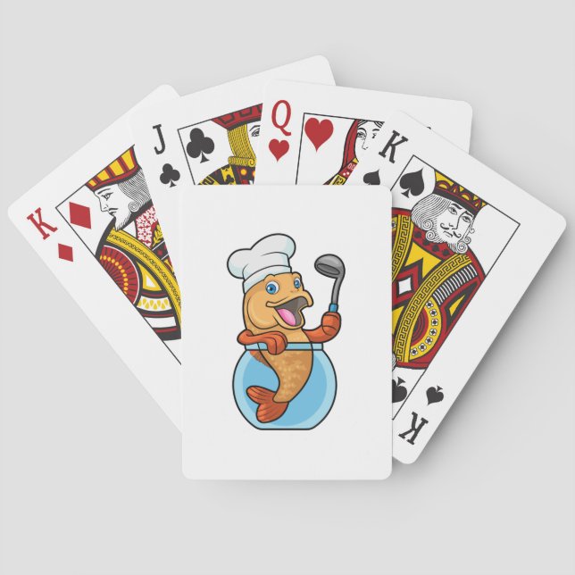 Fish in Glass as Cook with Soup spoon Playing Cards (Back)