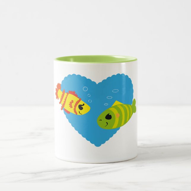 Fish in Love Two-Tone Coffee Mug (Center)