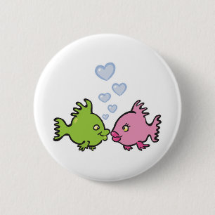 fish in love valentine 6 cm round badge