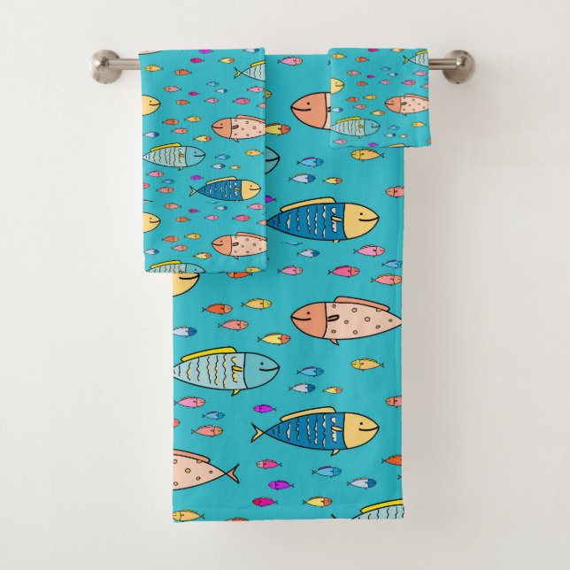 Fish in My Bathroom Bath Towel Set (Insitu)