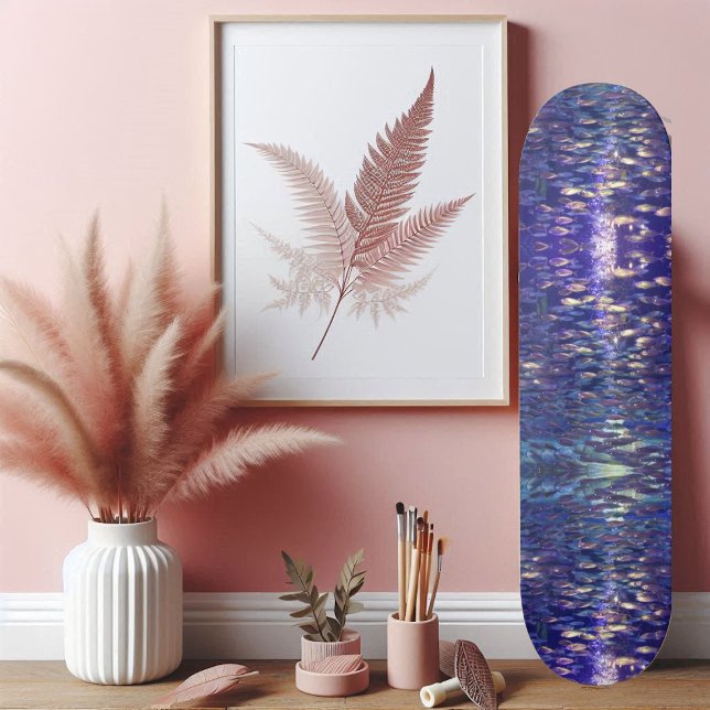 Fish in Ocean Skateboard (Diffused Light in Blue Ocean with School of Fish Skateboard)
