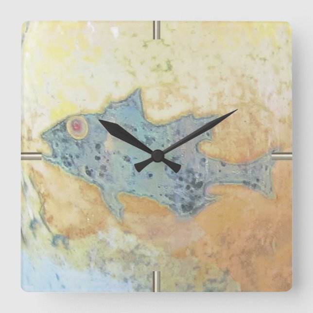 Fish in Shallow Water Square Wall Clock (Front)