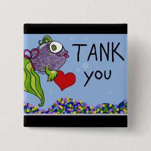 Fish in Tank Thank You 15 Cm Square Badge