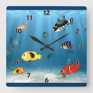 Fish In The Ocean Square Wall Clock