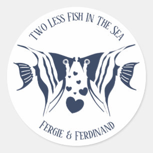 Fish in the Sea Nautical Couples Wedding Shower Classic Round Sticker
