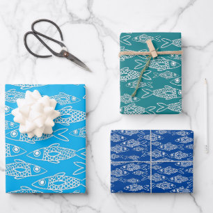 Fish in The Sea Pisces Gift Wrapping Paper Sheet