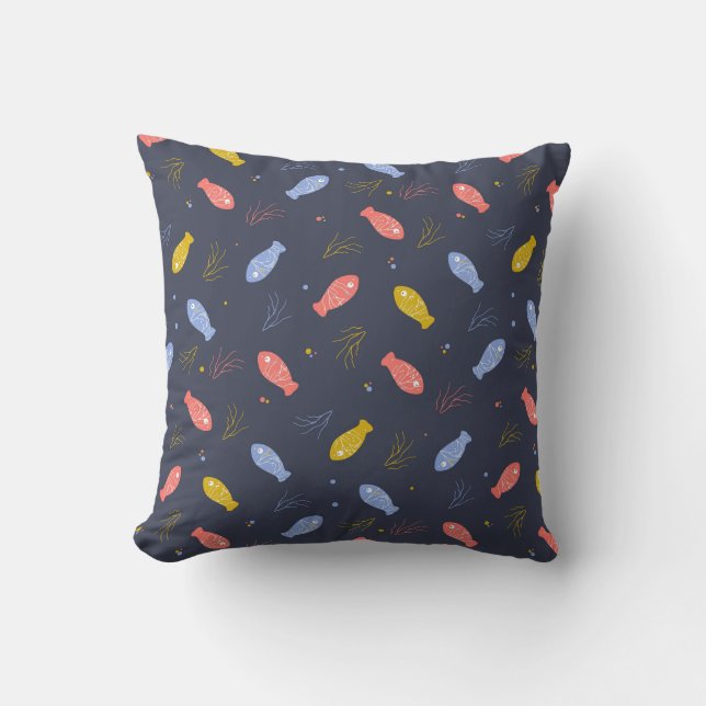 Fish in three colours Underwater Sea Fun Cushion (Front)