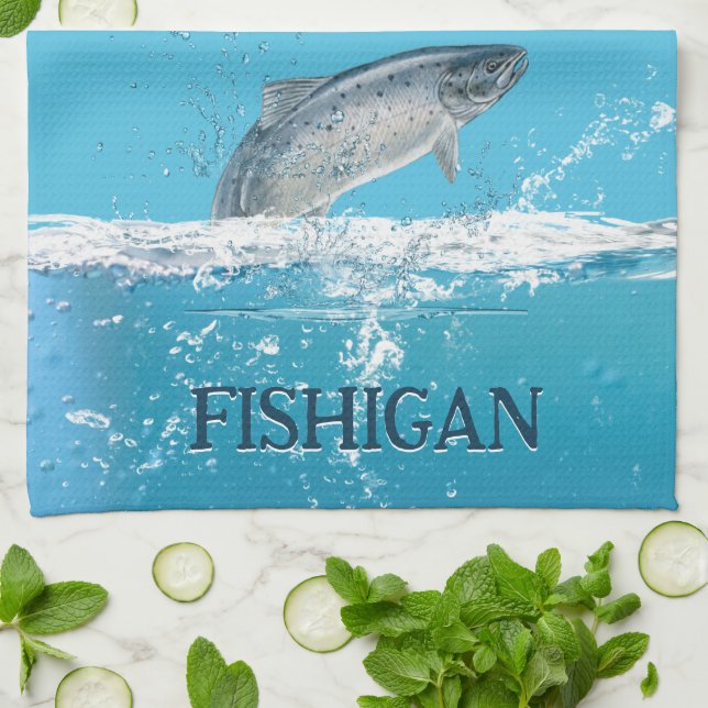 Fish In Water In Michigan Tea Towel (Folded)