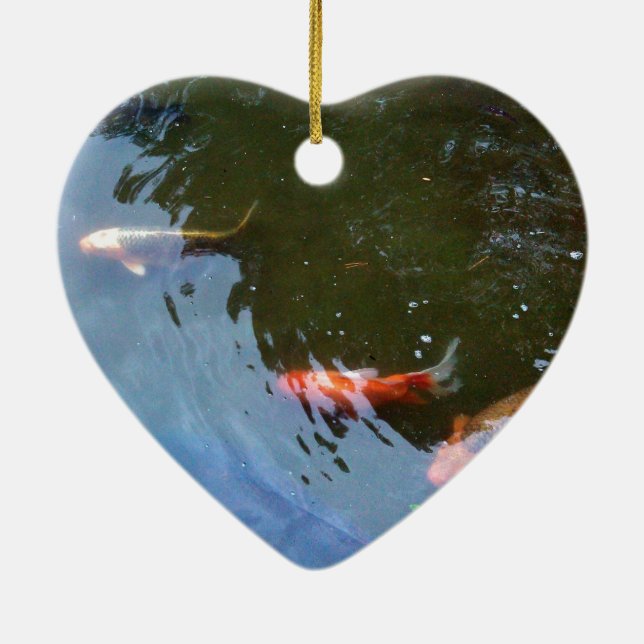 Fish, Koi Carps in pond Ceramic Tree Decoration (Back)