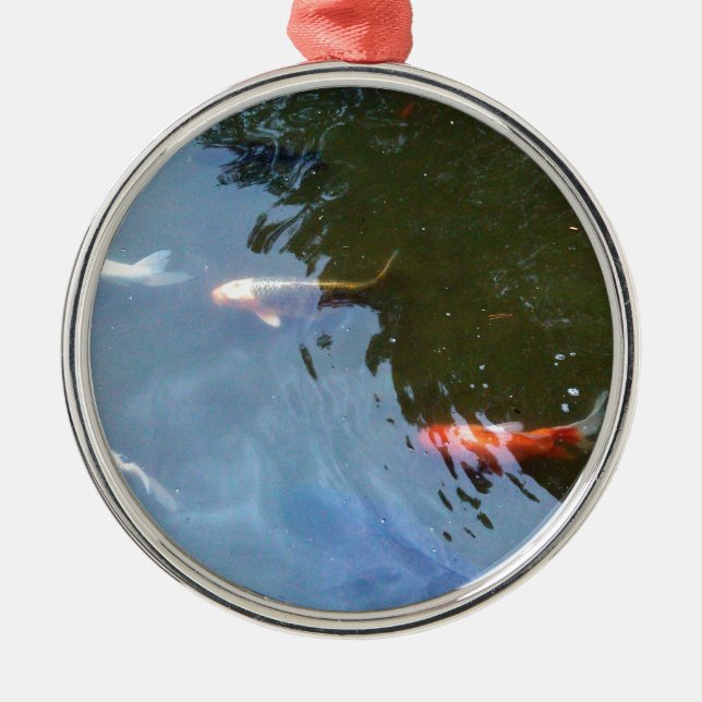 Fish, Koi Carps in pond Metal Tree Decoration (Front)