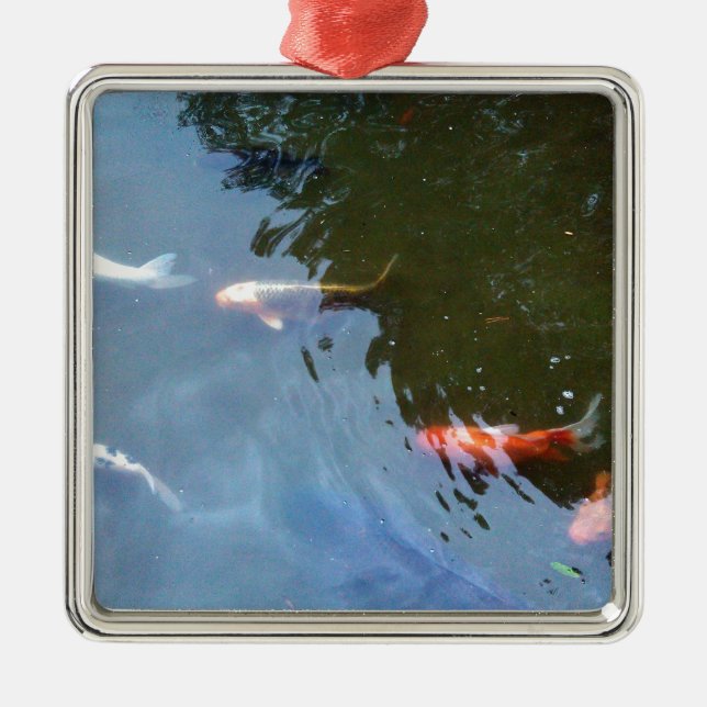 Fish, Koi Carps in pond Metal Tree Decoration (Front)