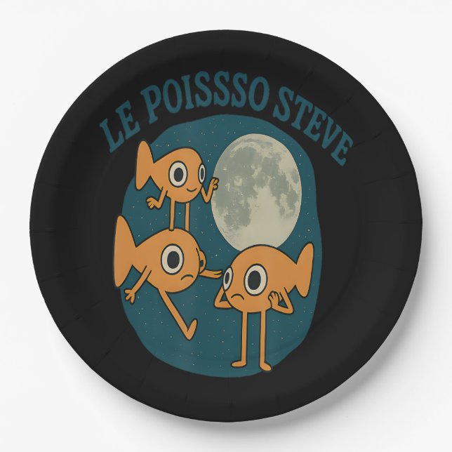 Fish Le Poisson Steve Funny Fish Paper Plate (Front)