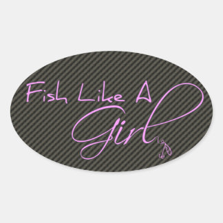 Fish Like A Girl Oval Sticker