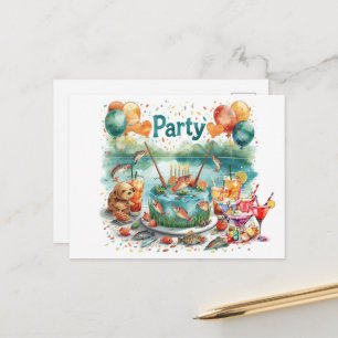 Fish lover Birthday Party invitation Postcard