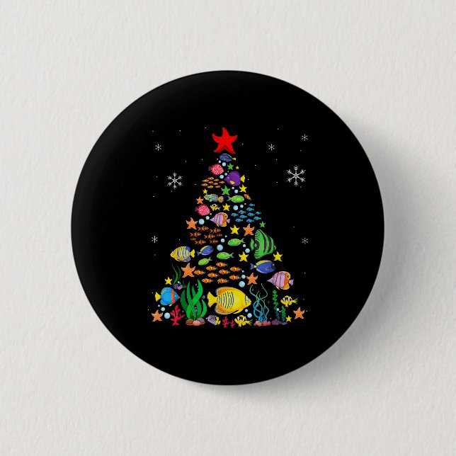 Fish Lovers Sea Beach Aquatic Christmas Tree Xmas  6 Cm Round Badge (Front)