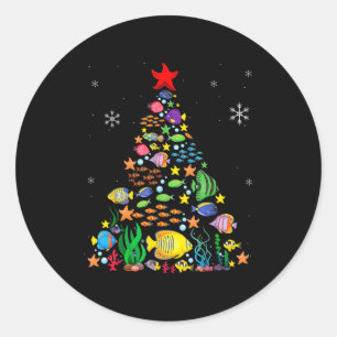 Fish Lovers Sea Beach Aquatic Christmas Tree Xmas Classic Round Sticker