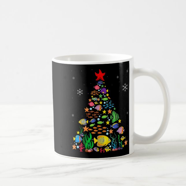Fish Lovers Sea Beach Aquatic Christmas Tree Xmas  Coffee Mug (Right)
