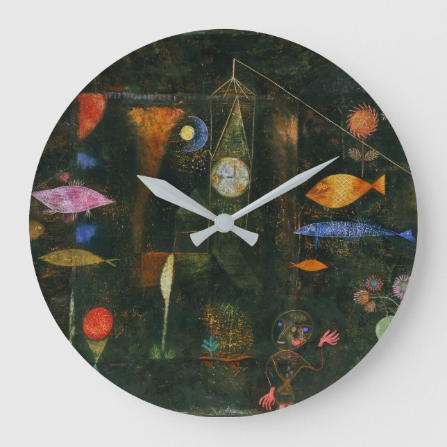 Fish Magic - Paul Klee Large Clock (Front)