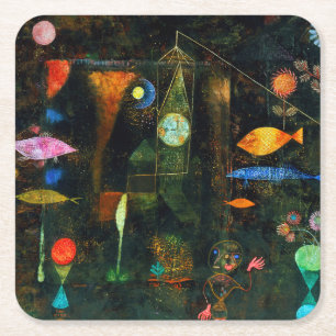 Fish Magic, Paul Klee Square Paper Coaster