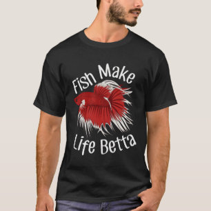 Fish Make Life Betta - Red and White Siamese Fight T-Shirt