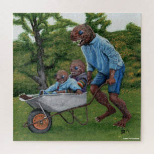 Fish Man Autumn Fun Fantasy Art Large Puzzle